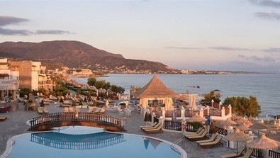 Exquisite hotel exterior showing pool and sea view