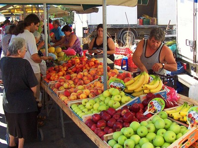 Outdoor street fruit market Chania