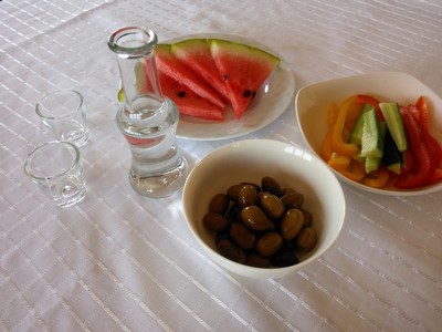 The Raki drink with nibbles